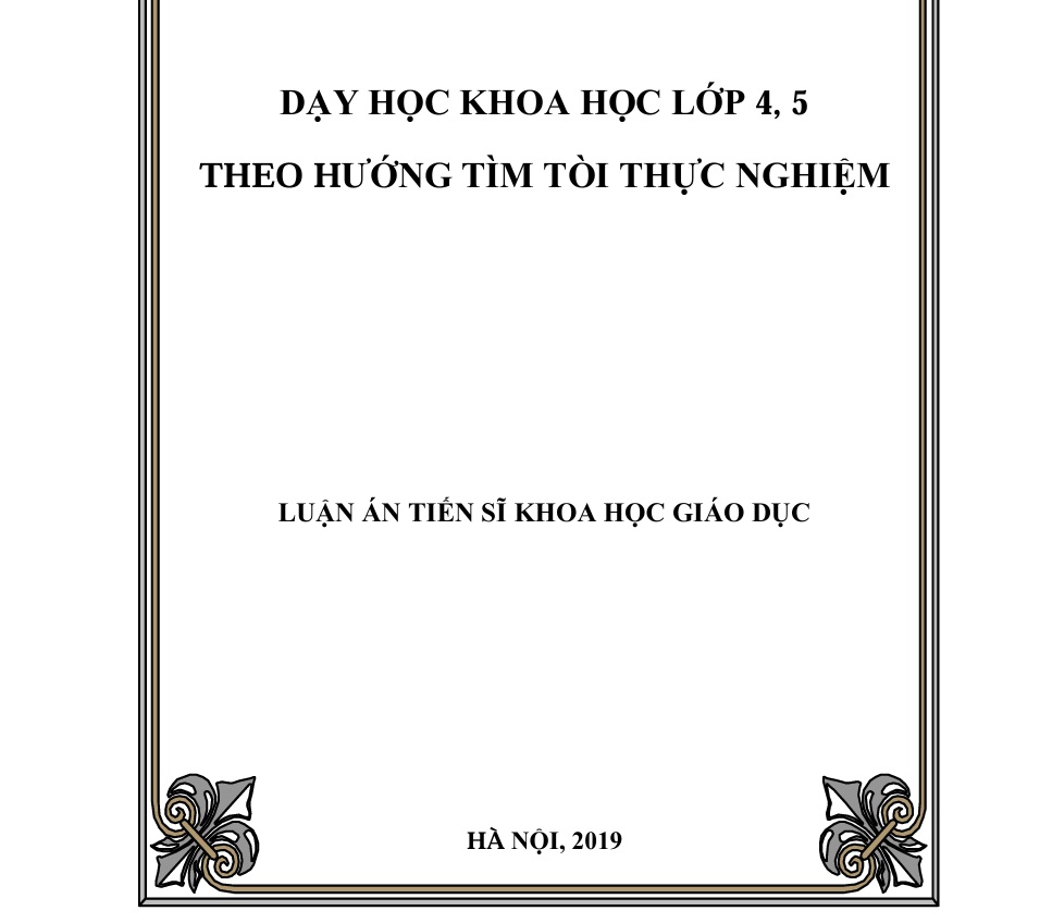 Dạy học khoa học lớp 4 - 5 theo hướng tìm tòi thực nghiệm